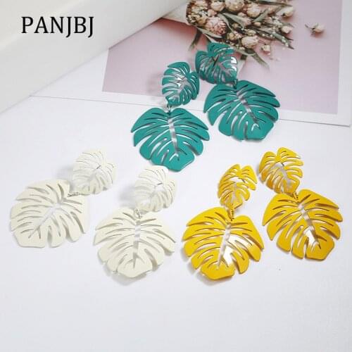 New Trendy Simple Drop Earing Boho Colorful Geometric Leaf Spring Nature Dangle Earrings Brincos For Women Gift Fashion Jewelry