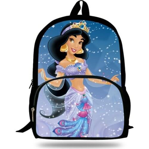 16inch aladdin jasmine megara Students School Bag For Teenager Girls Backpack Travel Package Shopping Shoulder Bag Women Mochila