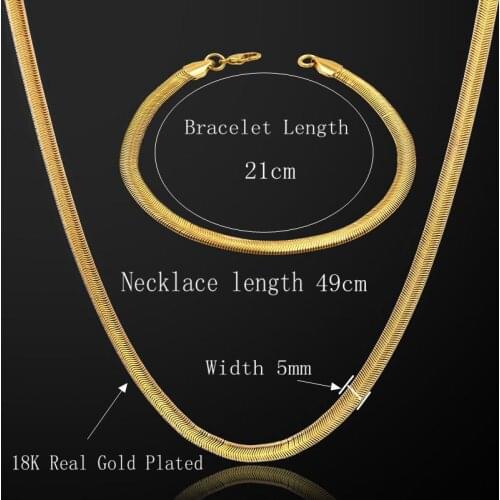 Gold Jewelry Set For Men Snake Foxtail Link Chain Necklace Bracelet Set Wholesale Jewelry