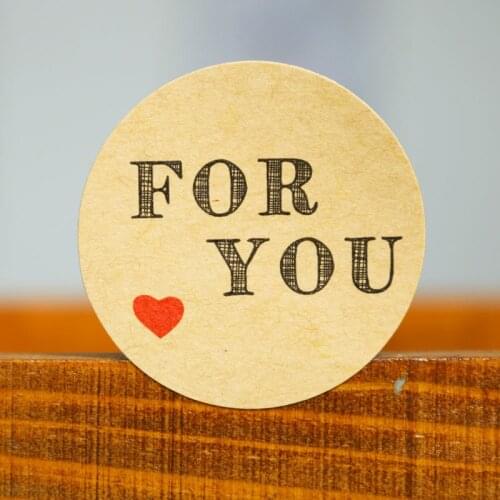 102pcs Vintage Kraft Paper Round Label Sticker Red Heart For You Sticker Baking Packaging Biscuit Bag Decoration Sealing Sticker