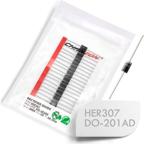 20 Pcs) HER307 High Efficiency Rectifier Diode 3A 800V 50-70ns DO-201AD (DO-27) Axial 3 Amp 800 Volt HER 307 Diodes