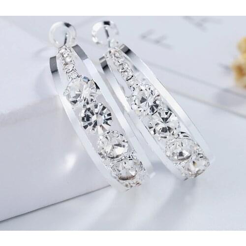2019 ladies wholesale earrings simple new Silver color jewelry N925 earrings simple Silver color jewelr e647y