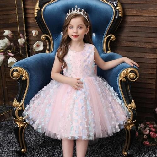 2020 Dresses For Girls Wedding Dress Pettiskirts Three-Dimensional Flowers Children Catwalk Evening Dress Casual Outing Clothing