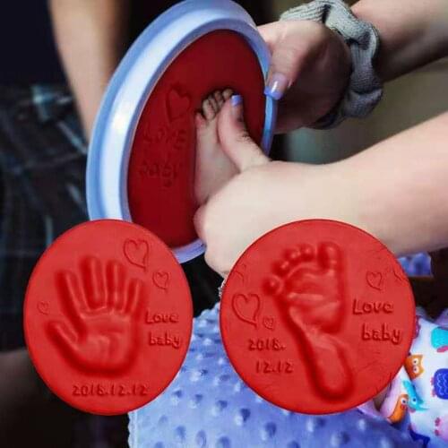 2021 Baby Care Air Drying Soft Clay Baby Handprint Footprint Imprint Kit Casting Parent-child Hand Inkpad Fingerprint Kids Toys