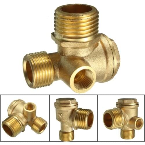 3 Port Brass Air Compressor Valve Air Compressor Check Valve Central Pneumatic 44x44x30mm Valves Thread 90 Degree DIY Home Tools