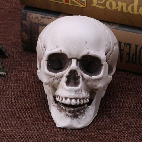 39XD Plastic Human Mini Skull Decor Prop Skeleton Head Halloween Coffee Bars Ornament