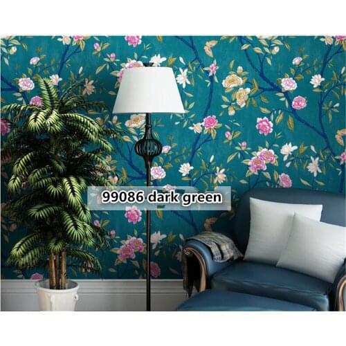Beibehang Retro American Village Pastoral 3d Wallpaper Flower Bird Green Pure Paper Bedroom Living Room TV Background Wallpaper