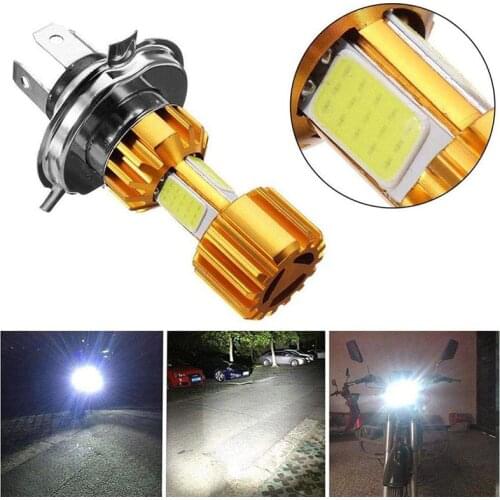 4pcs 18W Heading Light H4 BA20D 3 COB Motorcycle Headlight Bulb HM6 2000LM White Color Motorbike Outdoor Lighting Fog Light