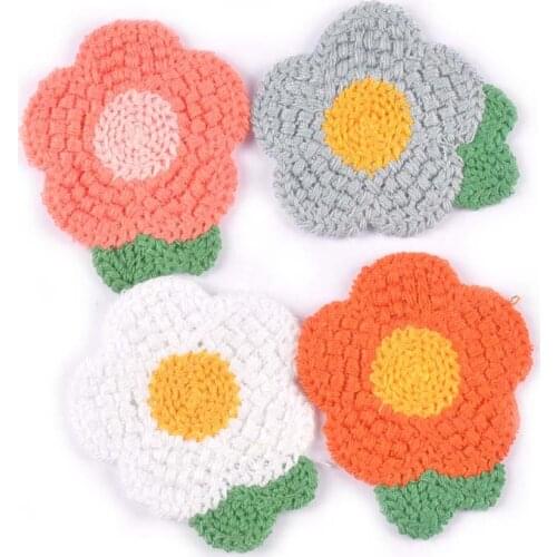 5Pcs 58x70mm Lace Flower Appliques Kids Garment Accessories For Clothing Sewing Supplies Stick-on Patches DIY Handmade Decor