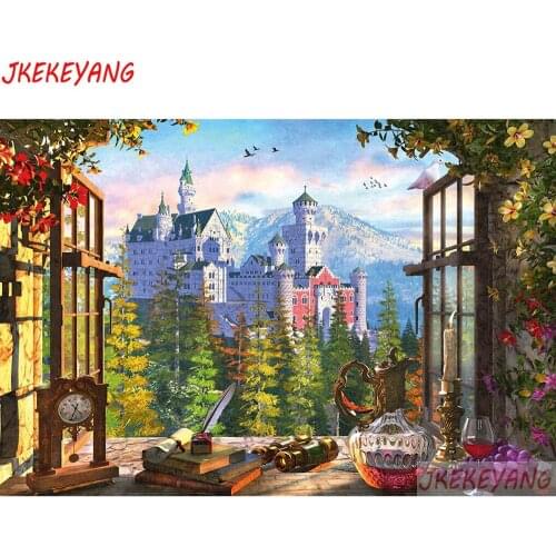5D DIY square/round Diamond Painting Castle window Cross Stitch Diamond Embroidery Pattern Rhinestone home decor J2765