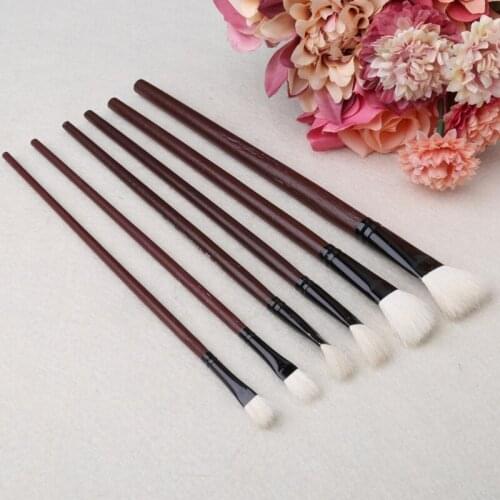 6Pcs Flat Painting Brushes Set Artist Wool Hair Watercolor Acrylic Oil Drawing HX6D