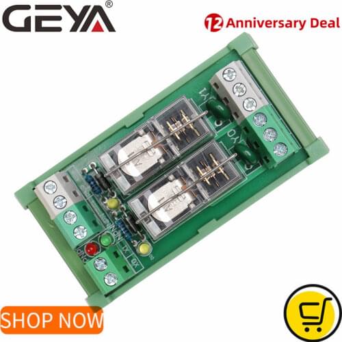 GEYA NG2R 2 Channel Relay Module 12V 24V 1SPDT Relay 10A Plug in Type Omron Relay