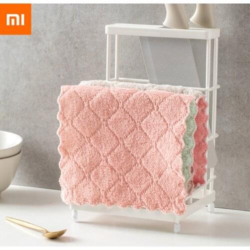 Xiaomi Jordan&Judy Double-layer Absorbent Microfiber Kitchen Dish Cloth Non-stick Oil Household Cleaning WipingTowel KichenTools