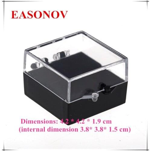 EASONOV 4.2 * 4.2 * 1.9 cm PS square transparent plastic box badge display box with lid piece small jewelry box 100pcs/lot