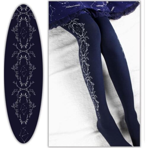 Branded Constellation Light and Vines Printed Lolita Pantyhose 120D Velvet Tights by Yidhra