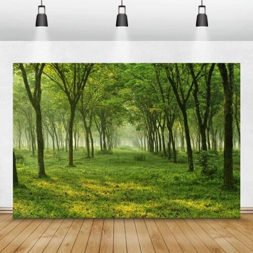 Laeacco Natural Landscape Green Forest Trees Grassland Baby Portrait Photography Backdrops Photographic Backgrounds Photo Studio