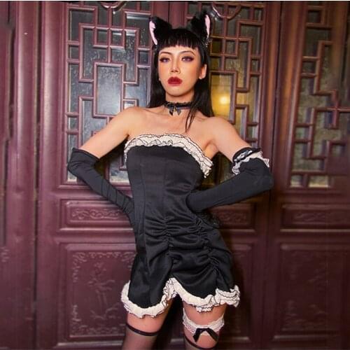 Nightclub Uniform Cat Maid Costume DJ Dancer Singer Performance Clothing Suit Party Bar Rave Outfit Jazz Gogo Dance Wear VDB3675