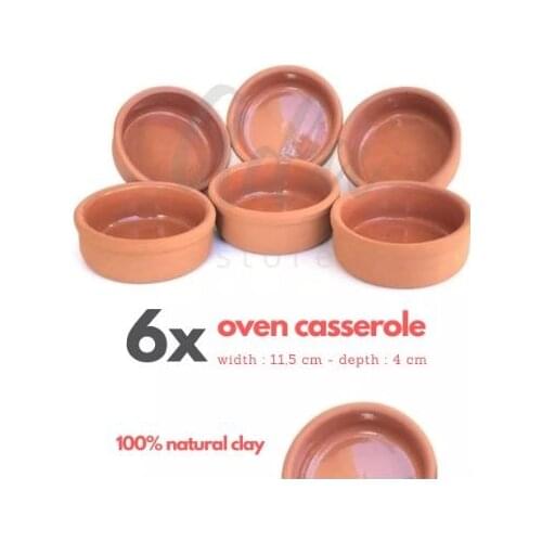 6 Pieces 100% Natural Clay Casserole Set Rice Pudding Meat Vegetable Snack Dessert Dish For Oven Cooking Presentation Ideal Fond