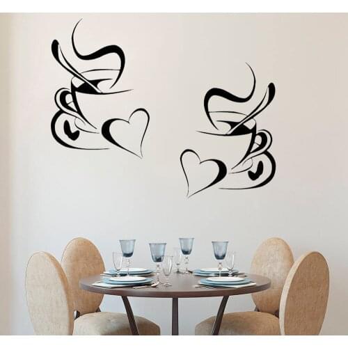 Coffee Wall Decals Coffee Cup Wall Sticker Home Decor Coffee Wall Art Removable Kitchen Wall Decal Removable DK-174
