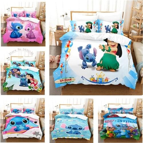 Disney Lilo & Stitch Bedding Set Children Duvet Covers Pillowcases Cartoon Boy Girl Children Birthday Gift Dropshipping