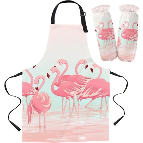 Tropical Animal Flamingo Kitchen Apron Baking Accessories Sleeveless Aprons for Men Women Home Cleaning Tools