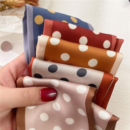 Summer Women Hairband Scarf Women Girl Dot Skinny Silk Ribbon Neck Tie Handle Bag Wirst Bandana Foulard Popural 2021 Accessories