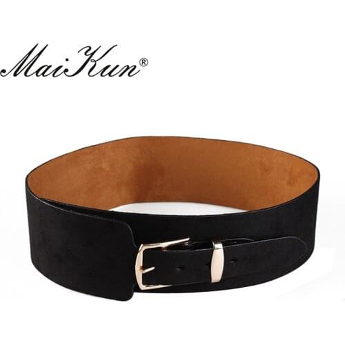 European Style Wide PU Leather Belts for Women Dress Gold Pin Buckle Belt Irregular All-match Cummerbund Strap Female