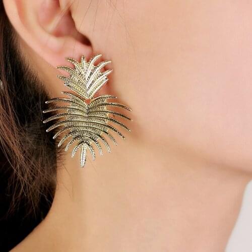MANILAI Metal Big Drop Dangle Earrings For Women 2021 Punk Statement Earrings Golden Silver Color Leaf Vintage Jewelry