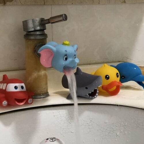 1Pcs Cute Cartoon Animal Shape Water Tap Extender Multifunctional Plastic Baby Hand Washing Faucet Extender Bath Toys