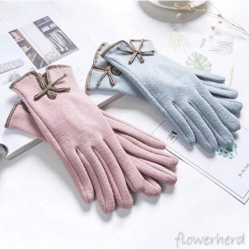 Fashion Gloves Winter Ladies Women Cashmere Wool Riding Driving Keep Warm for New Year Gifts Five Fingers Touchscreen Gloves