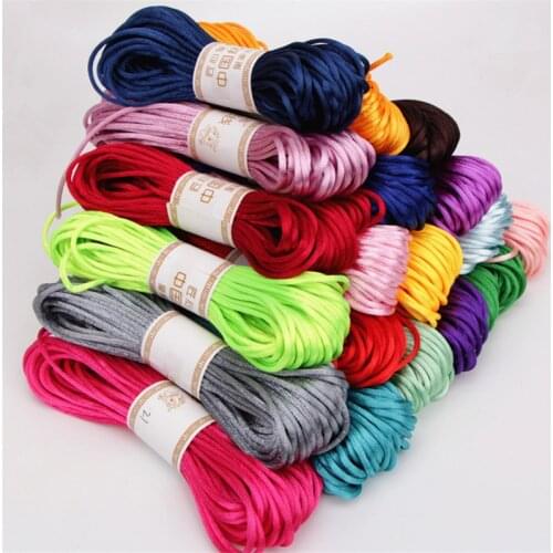 20M Color Soft Satin Silk Macrame Cords DIY Chinese Knot Handmade Weave Rope Jewelry Findings Beading Decorative String Touw