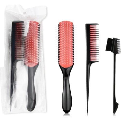 3Pcs Hair Styling Brush Set Wheat Straw Detangle Hairbrush Salon Hairdressing Straight Curly Hair Comb Tangle Hair Brush