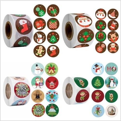500pcs Merry Christmas Stickers Christmas Tree Elk Candy Bag Sealing Sticker Christmas Gifts Box Labels Decorations New Year