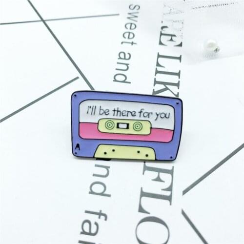 New fashion purple cassette I will be there for your brooch cartoon recording cassette badge commemorating denim jewelry