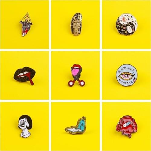 Organ Brooches On a Backpack Set Mouth Eye Metal Badges For Clothes Pizza Enamel Pin On Jeans Jacket Jewelry Gift Accessories