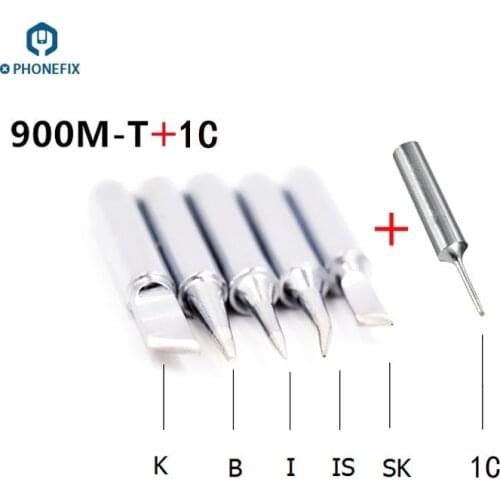 PHONEFIX 6pcs 900M-T Series Soldering Iron Tips Mobile Phone Motherboard Welding Repair Tools for Soldering Rework Station