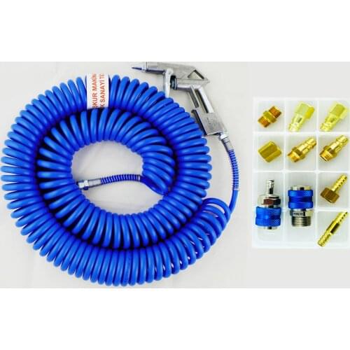 13 Pieces Air Sprayer Compressor Dust Removing Gun Blower with 15 Meters Coiled Spiral and Quick Connect Hose Fittings