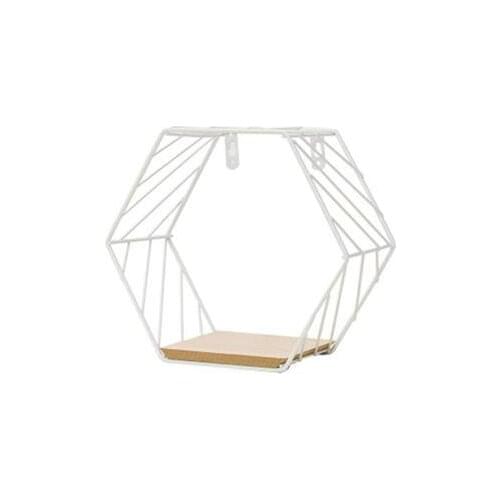 Retro Nordic Style Hexagonal Design Grid Floating Rack Wall Storage Rack Suitable for Home Decoration Accessories