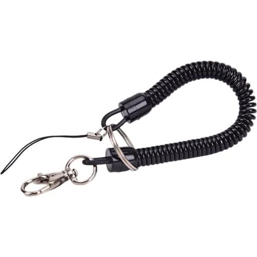 Swivel Lobster Clasp Hook Black Spring Stretchy Coil Keyring Keychain Strap Rope Cord Lobster Clasp Clips Key Hooks