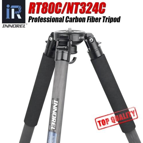 INNOREL RT80C Carbon Fiber Camera Tripod Professional Birdwatching Heavy Duty Tripod 65mm Bowl Adapter for DSLR Video Camcorder
