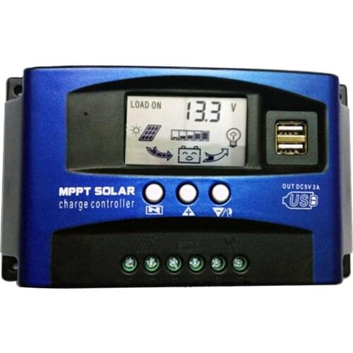 Solar Energy Controller MPPT Solar Panels Battery Pack Charging 12V/24V Charging and Discharging Current Display Control