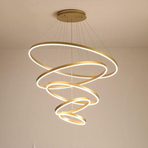 Modern Circle Acrylic Ring LED Pendant Light Home Living Room Chandelier Decor Lighting Fixture LED Suspension Lamp PA0683-A