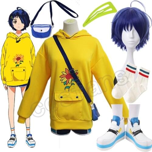 Wonder Egg Priority Ohto Ai Cosplay Ohto Ai Hoodie Pullover Yellow Sweatshirt Costume Halloween Unisex Cute Print Casual Suits