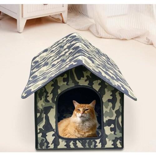 Cat Shelter Dog House Pet Cage Outdoor Waterproof Cat Villa Tent Washable Removable Mat Cozy Sleeping Bed