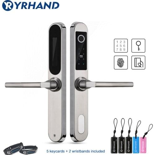 Electronic Fingerprint Lock Digital Smart Door Lock in 304 Stainless steel for Aluminum Glass Door with Euro Mortise