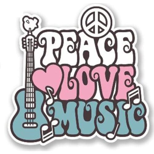 Cartoons Car Sticker Love Peace Music Accessories Car Styling Vinyl Motorcycl Decals Cover Scratches Waterproof PVC 13cm X 13cm
