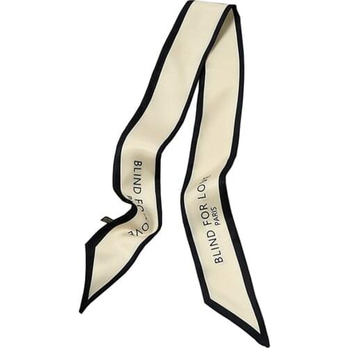 Vintage Small Women Silk Scarf Headband Foulard Femme Hair Ribbon Neck Wraps Luxury Cartoon Letter Bag Ties Bandans For Ladies