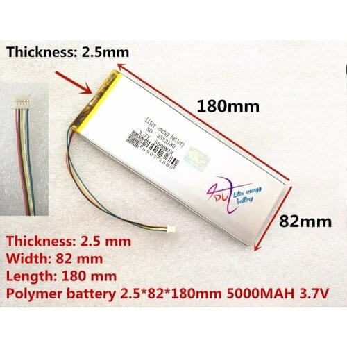 High quality 5 wire plug tablet battery polymer battery 3.7V 5000mah 2582180 large capacity Free shipping