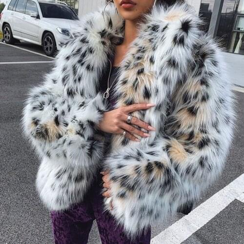 Winter Jacket 2020 New Female Lynx Pattern Imitation Fox Fur Grass Jacket Jacket Female Leopard Fur Coat