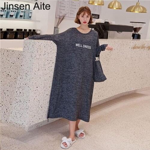 Jinsen Aite 2020 Spring Summer Womens Nightdress Long Sleeve Sleepwear Modal Comfortable Casual Nightgowns Sleepshirts JS855